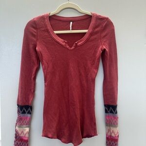 Free people red long sleeve
